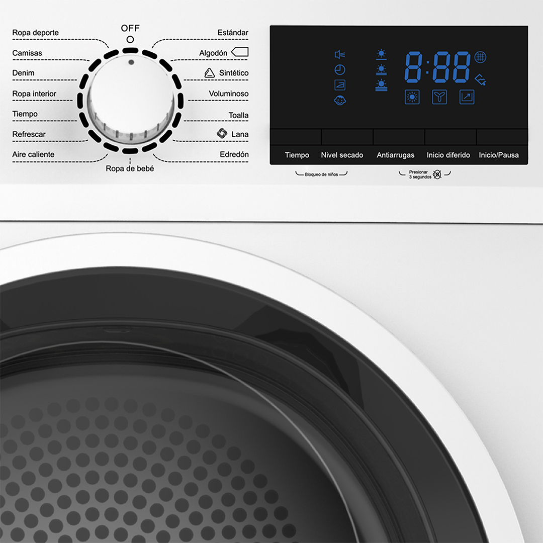Secadora Bomba calor carga frontal Svan 8 kg A++ Blanco Puerta XXL Display LED - Imagen 2