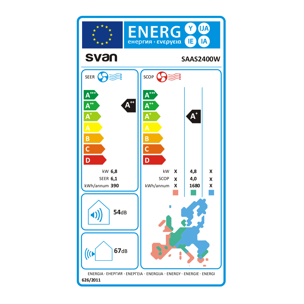 AACC Svan Split 24000BTU A++/A+ Blanco Mando Display Inverter R32 Wifi - Imagen 2