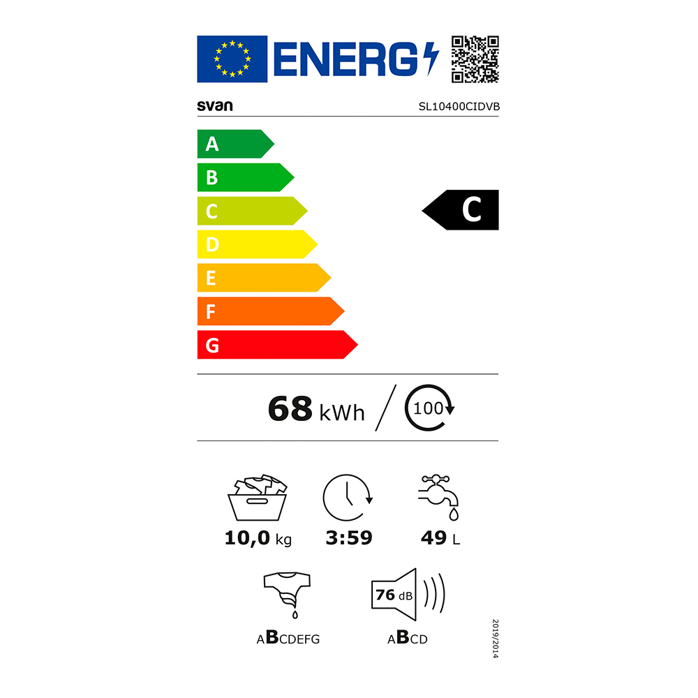 Lavadora Svan 10kg 1400rpm C 85cm 59,5cm 60cm Blanco DisplayTáctil Inverter Vapor MiCiclo T.Diamante - Imagen 3