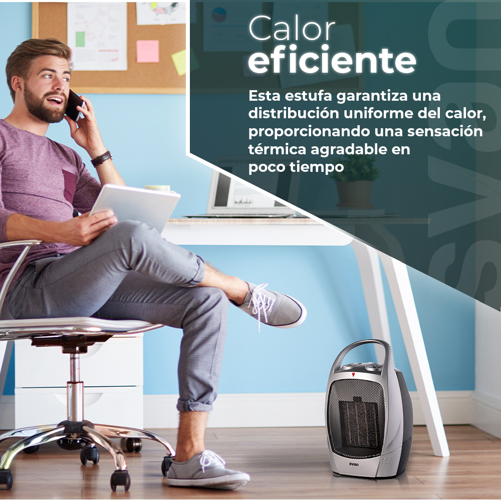 Estufa cerámica Svan 2 Niveles 1500W Gris Manual - Imagen 3