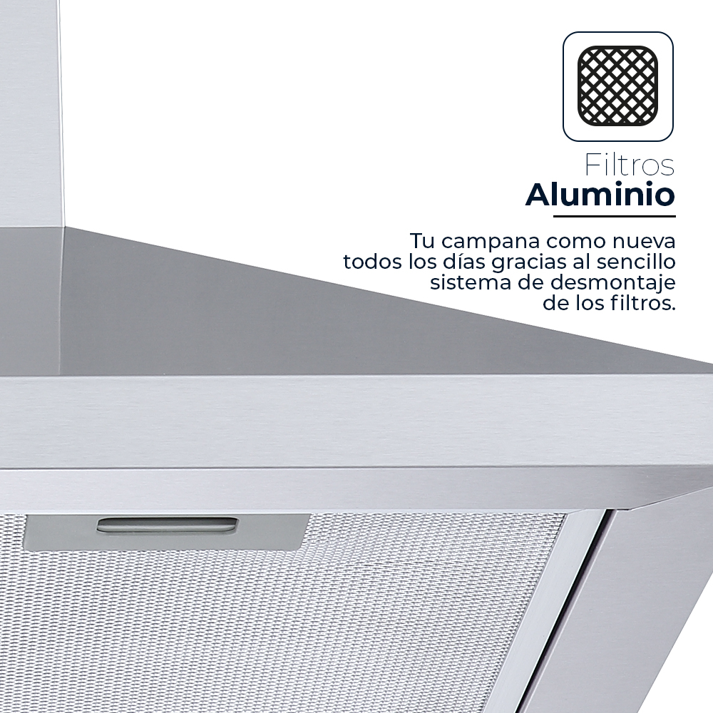 Campana Piramidal Svan B 94cm 60cm 44,8cm Inox Manual LED 520m3/h 67dB - immagine 3