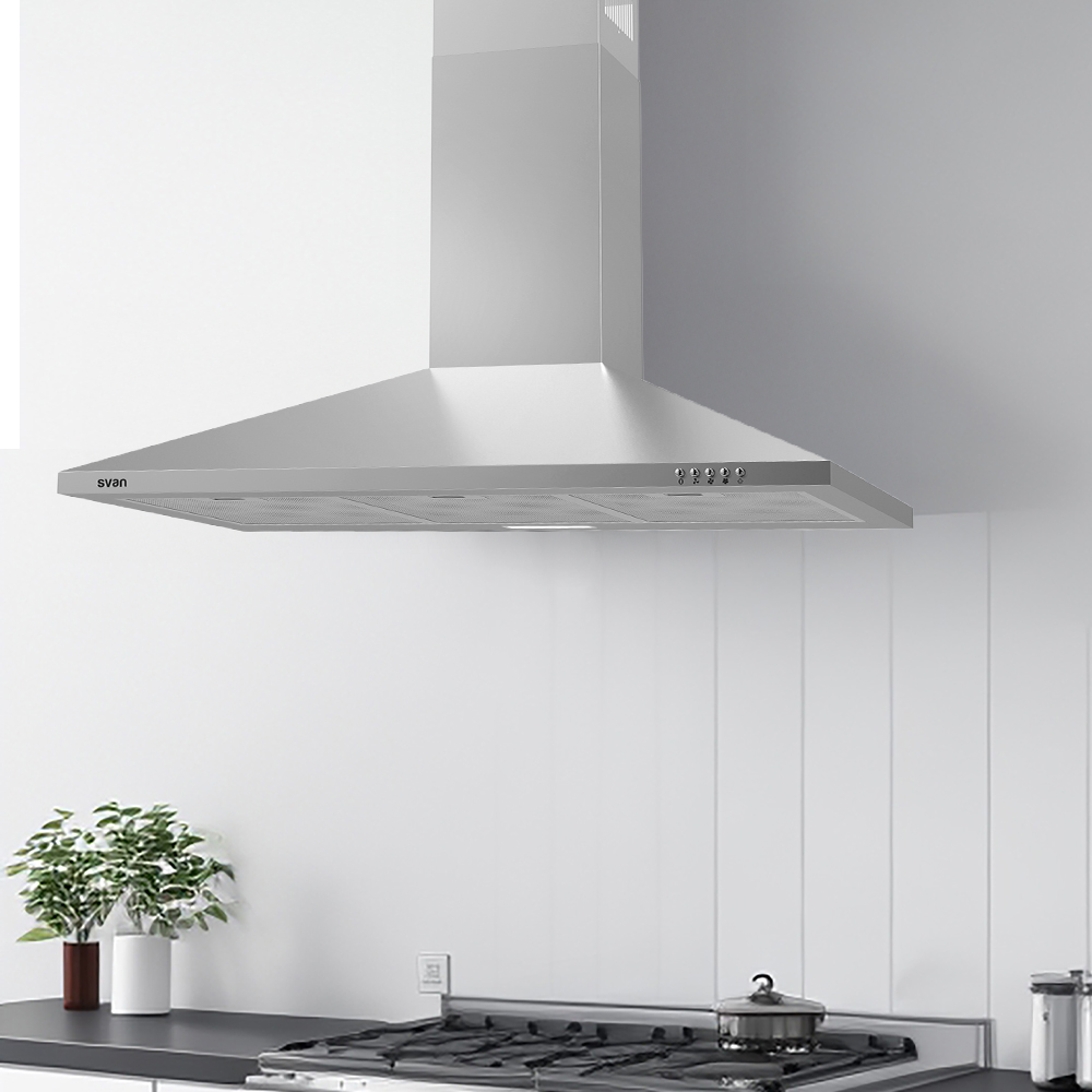 Campana Piramidal Svan, Clase B Dimensiones: 96cm 90cm 46,5cm. Color Inox, Control Manual Potencia de aspiración 361,9 m3/h, 55~65 dB. - immagine 4