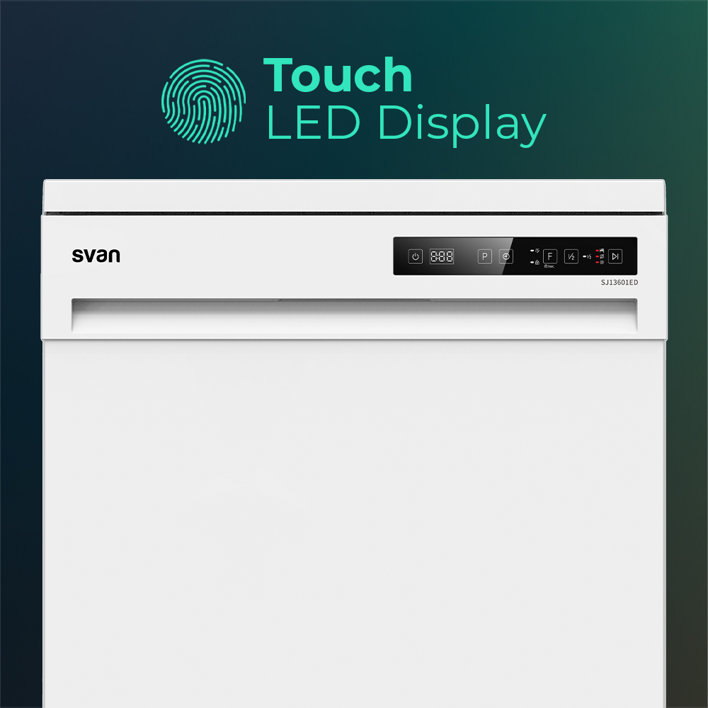 Lavavajillas Svan,Capacidad 14sets, Clase E. Dimensiones: 84,5cm 59,8cm 59cm. Color Blanco, Control con Display táctil. 2 Bandejas y 6 Programas. - Imagen 4