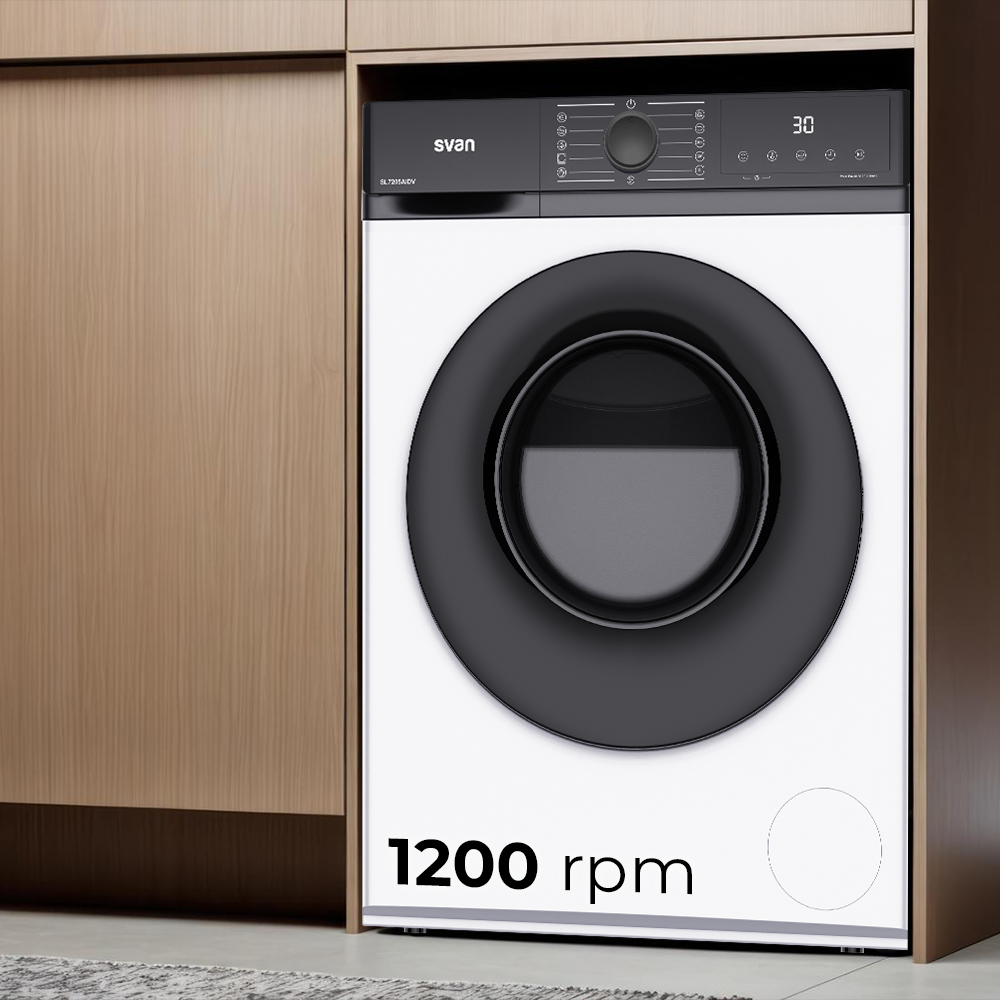 Lavadora Svan,Capacidad 7kg 1200rpm, Clase A. Dimensiones: 84,5cm 59,8cm 42,3cm. Color Blanco, Control con Display. Motor Inverter. Programas: Vapor. - Imagen 4