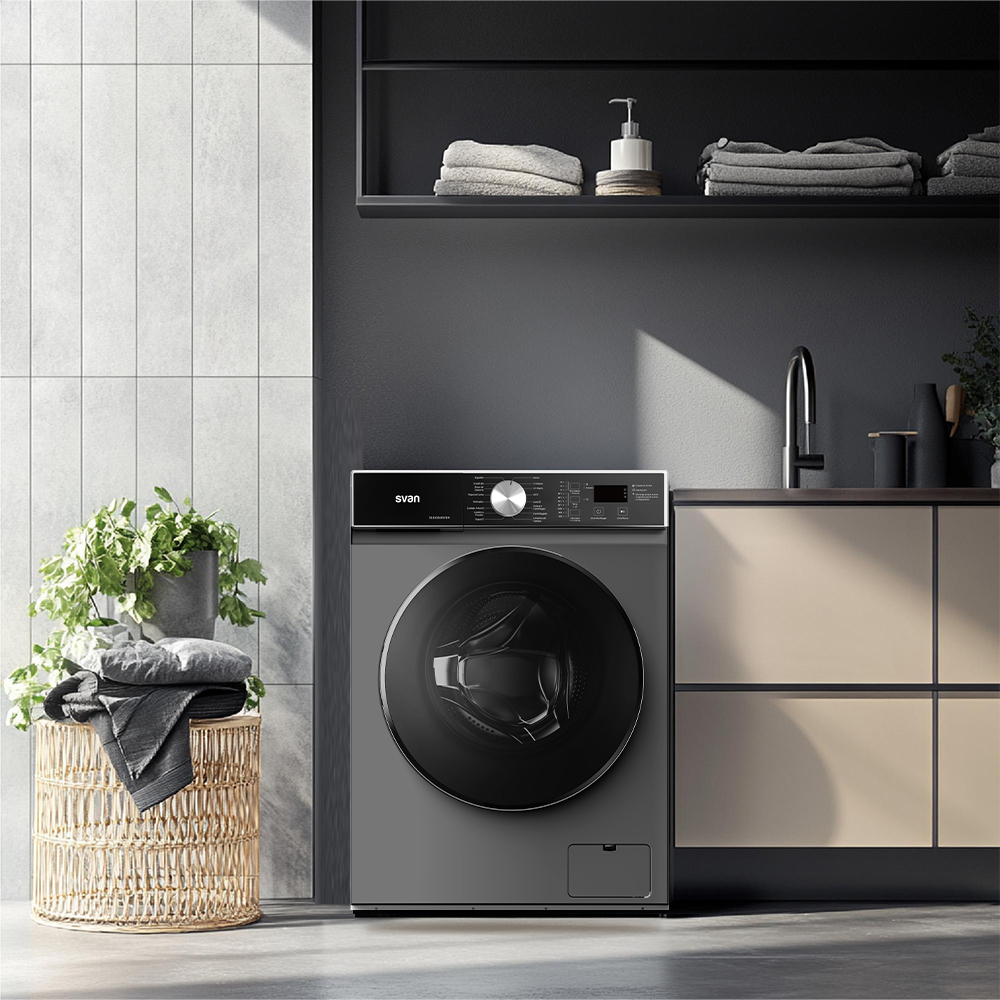 Lavadora Svan,Capacidad 8kg 1200rpm, Clase A. Dimensiones: 85cm 59,5cm 48cm. Color Inox, Control con Display. Motor Inverter. Programas: Vapor. - immagine 4