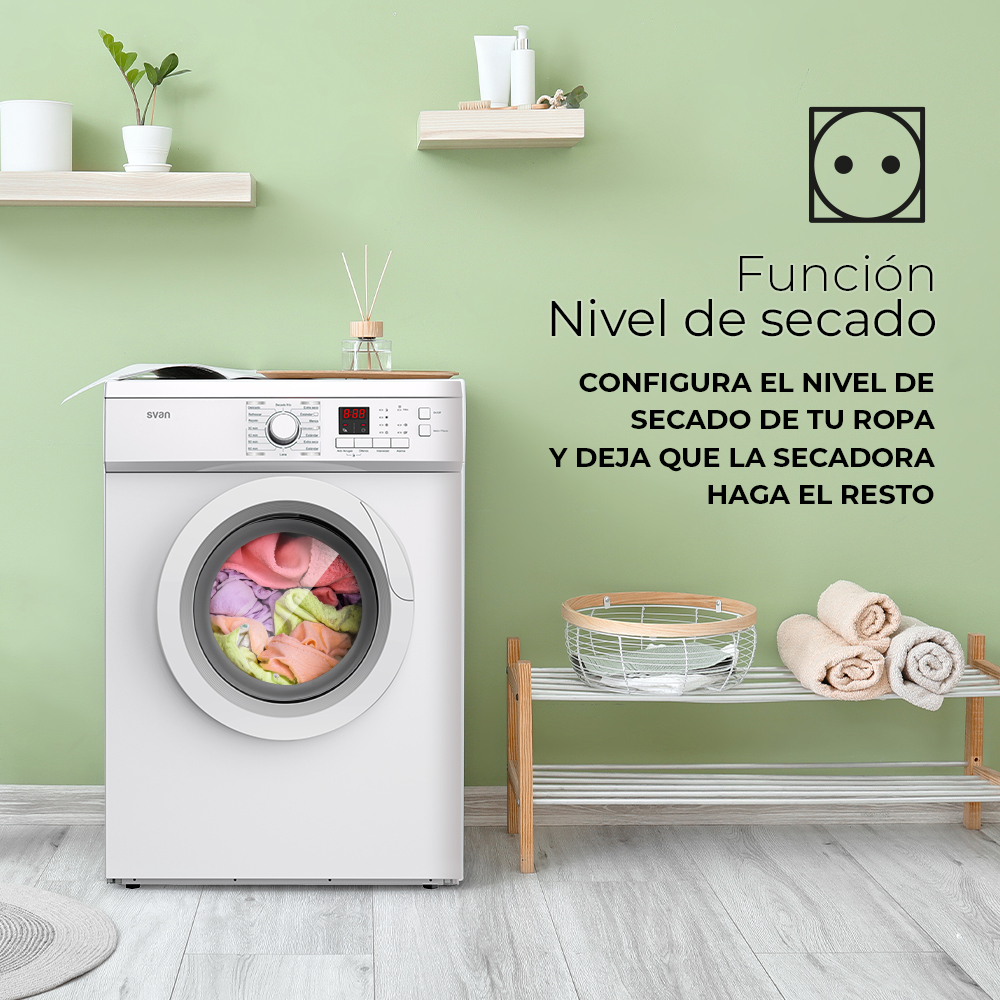 Secadora Evacuación Svan 7kg C 84cm 59,5cm 55,5cm Blanco Display Antiarrugas Nivel Secado Tapa/P - Imagen 4