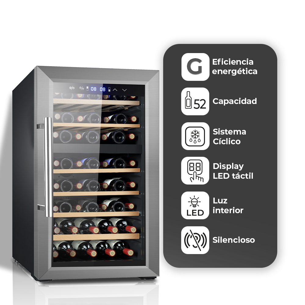Vinoteca Svan Cíclico 127L 52Bot G 84cm 49,5cm 59,7cm Negro Display táctil Doble Zona 1Puerta – Image 3