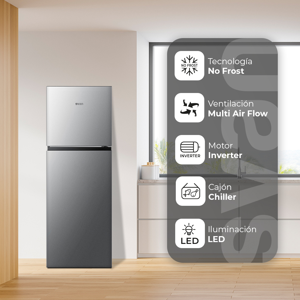 Frigorífico Svan No Frost E 169,6cm 59,5cm 64cm Inox Manual Inverter Cajón Chiller - Imagen 6