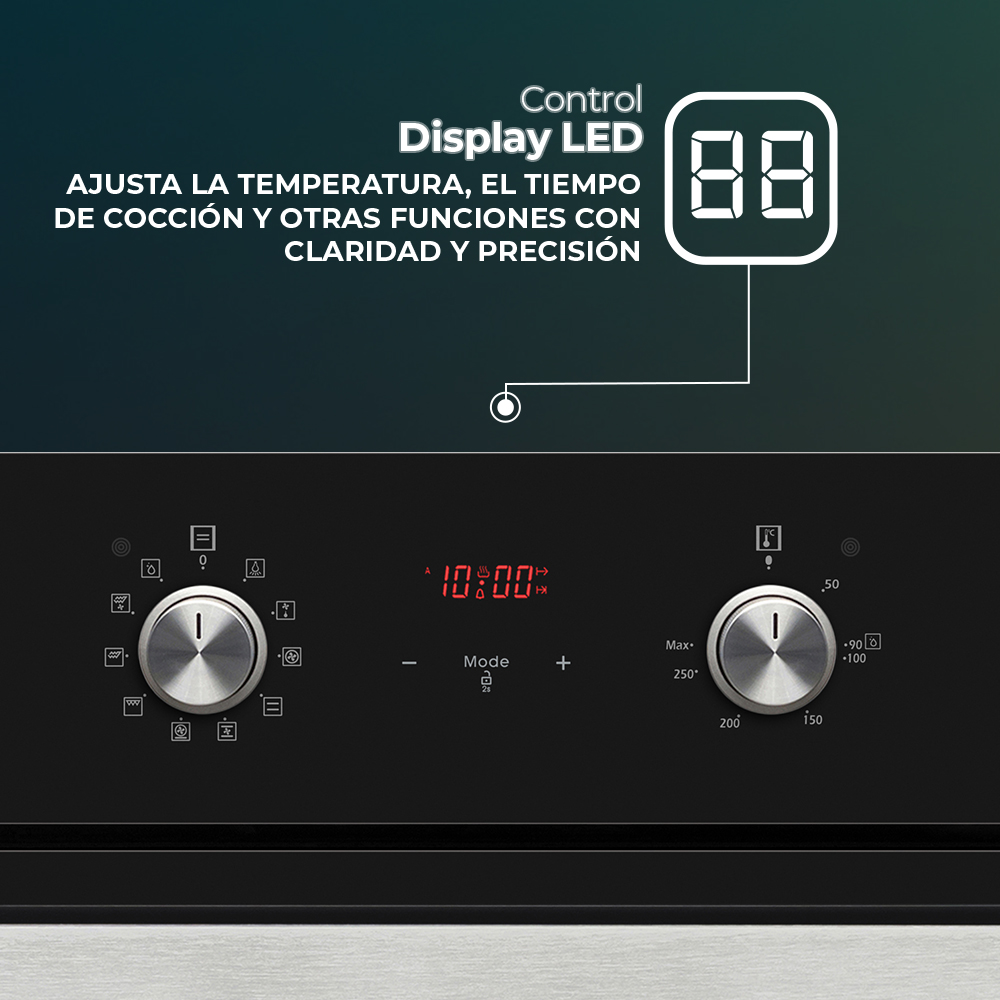 Horno Multifunción Svan 69L A 59,5cm 59,5cm 57,5cm Cristal negro Display táctil 10P G.Telescópicas - immagine 4