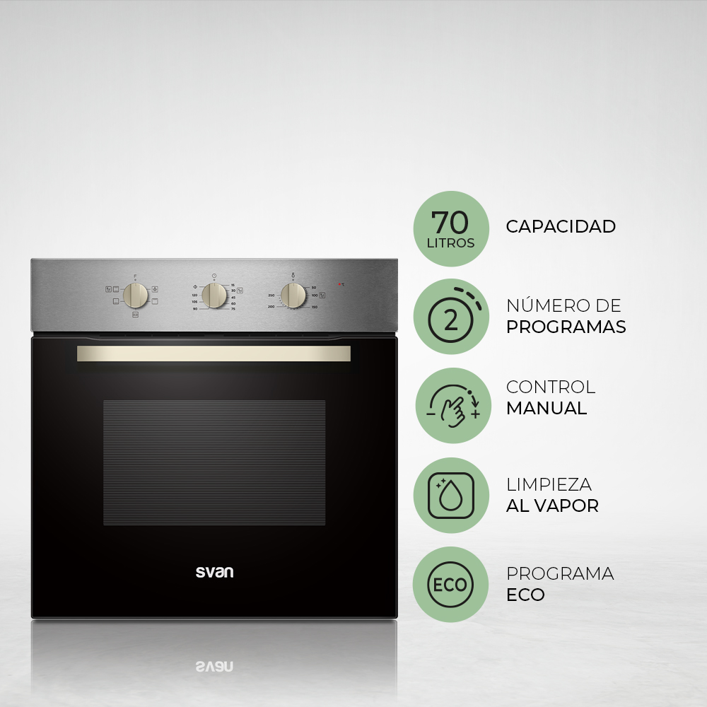 Horno Svan 70L A 59,5cm 59,5cm 57,5cm Inox Manual 5P Cavidad Relieve - immagine 5
