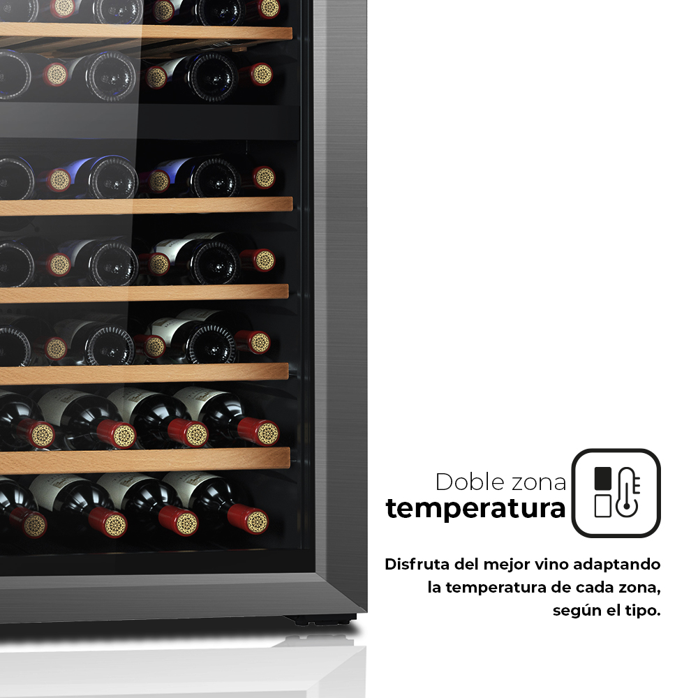 Vinoteca Svan Cíclico 127L 52Bot G 84cm 49,5cm 59,7cm Negro Display táctil Doble Zona 1Puerta – Image 4