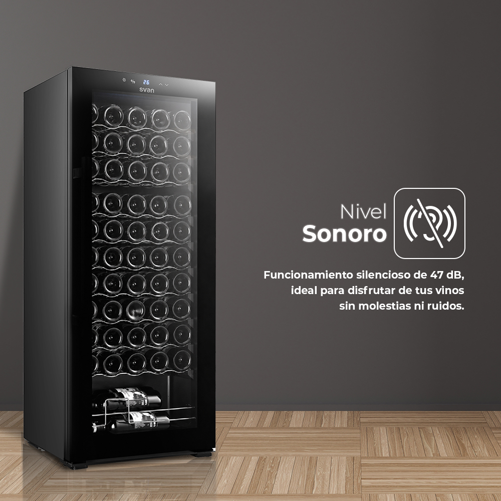 Vinoteca Svan Cíclico 154L 55Bot G 126,2cm 51cm 48cm Negro Display táctil Única Zona 1Puerta - immagine 5