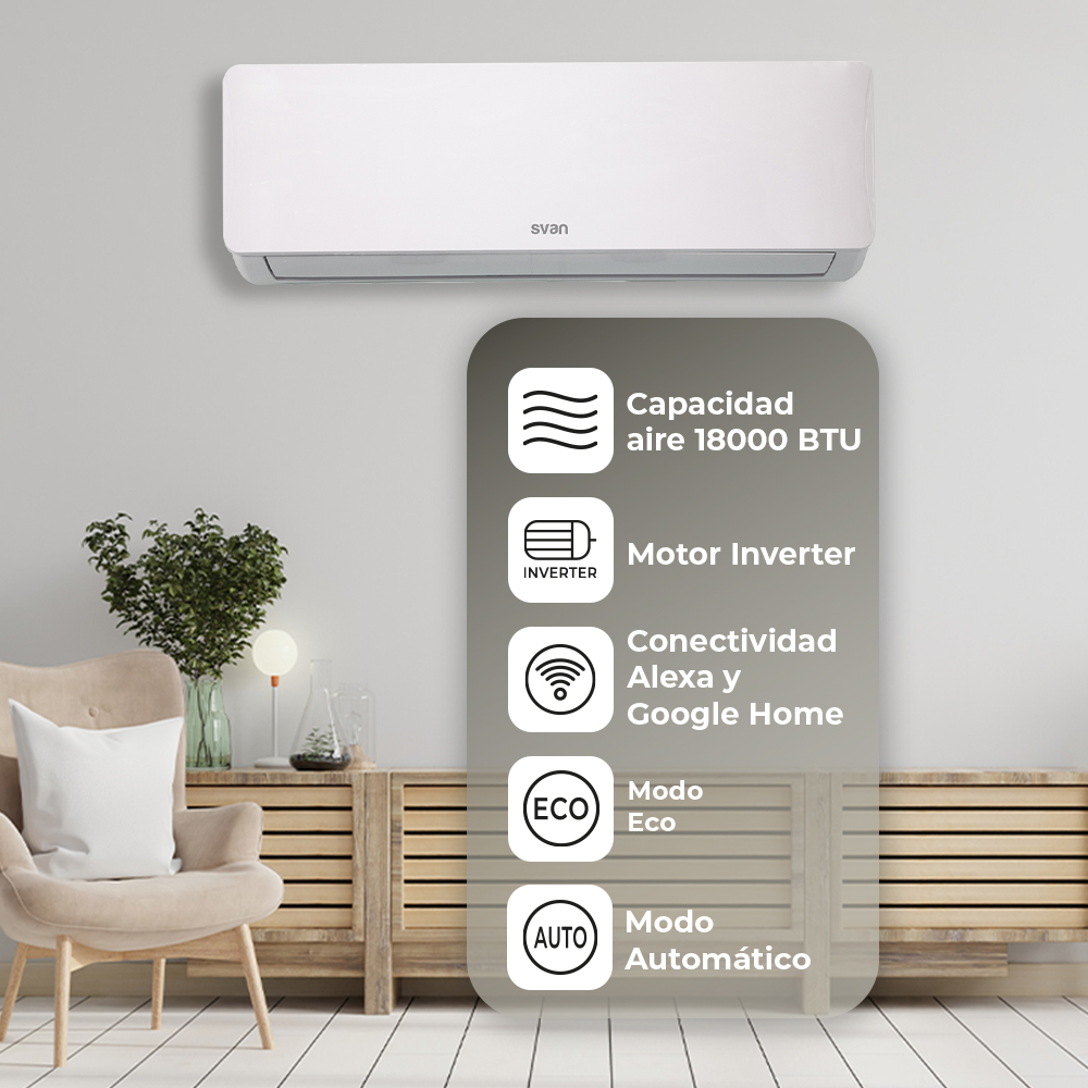 AACC Svan Split 18000BTU A++/A+ Blanco Mando Display Inverter R32 Wifi - Imagen 6