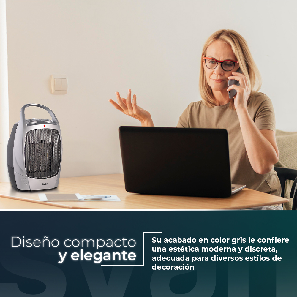 Estufa cerámica Svan 2 Niveles 1500W Gris Manual - Imagen 5