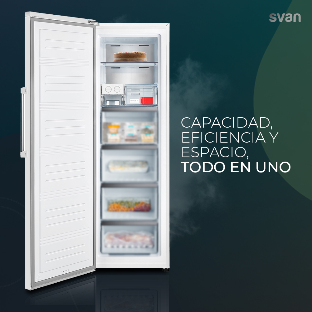 Congelador vertical Svan No Frost 274L E 185,5cm 59,5cm 71,5cm