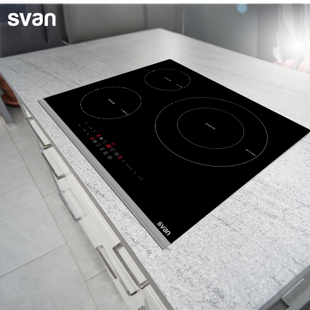Placa Inducción Svan 7200W 5,8cm 52cm 59cm Cristal negro Slider 3Z Doble Corona Keep warm Booster - Imagen 5