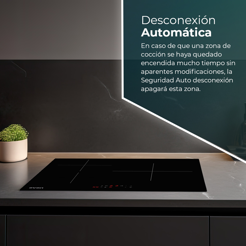 Placa de Inducción Svan 60 cm 3 zonas con Cristal negro Táctil - Imagen 5