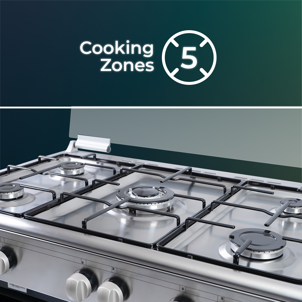 Cocina Svan Gas Butano Dimensiones: 87,6cm 89,7cm 62,7cm. Inox Manual 5Q Wok 59L 2P KitGas T.Cristal PortaBom. Safe Shut - Imagen 5
