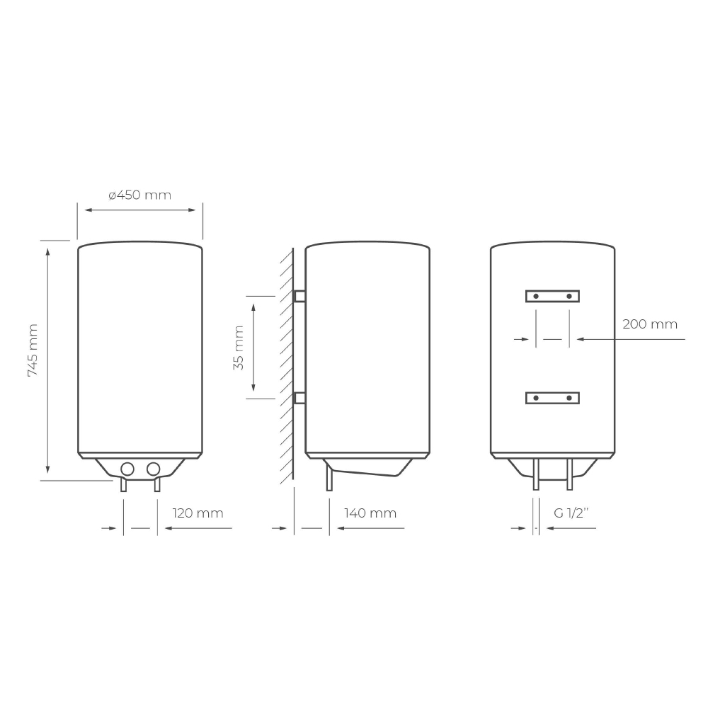 Termo eléctrico Svan Vertical 80L 1500W C 74,5cm 45cm 45cm Blanco Manual - immagine 6