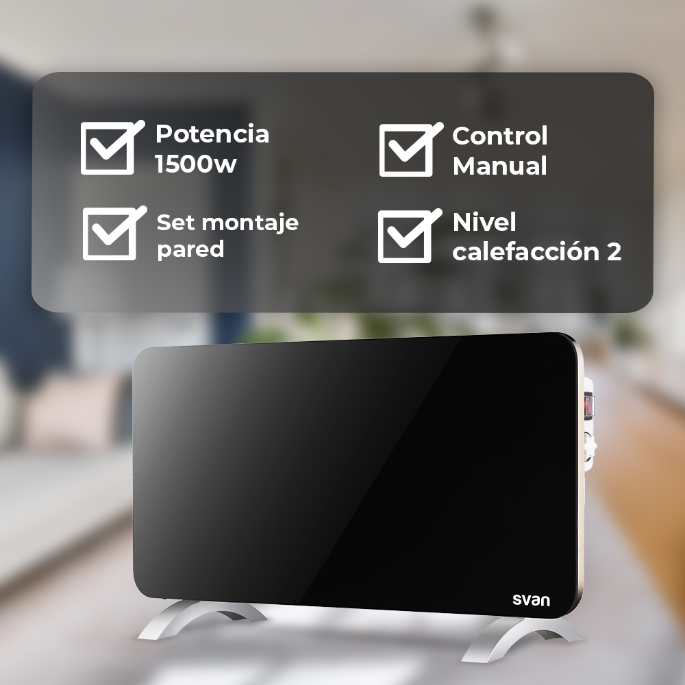 Radiador plano Svan 1 Elemento 2 Niveles 1500W Cristal negro Manual - Imagen 5