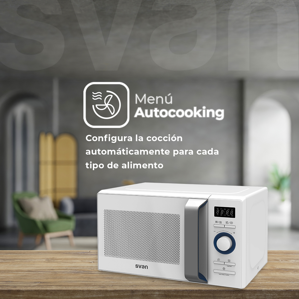 Microondas Grill Svan 20L 800W 28,5cm 46,2cm 37,4cm Blanco Display Auto Cooking - Imagen 5