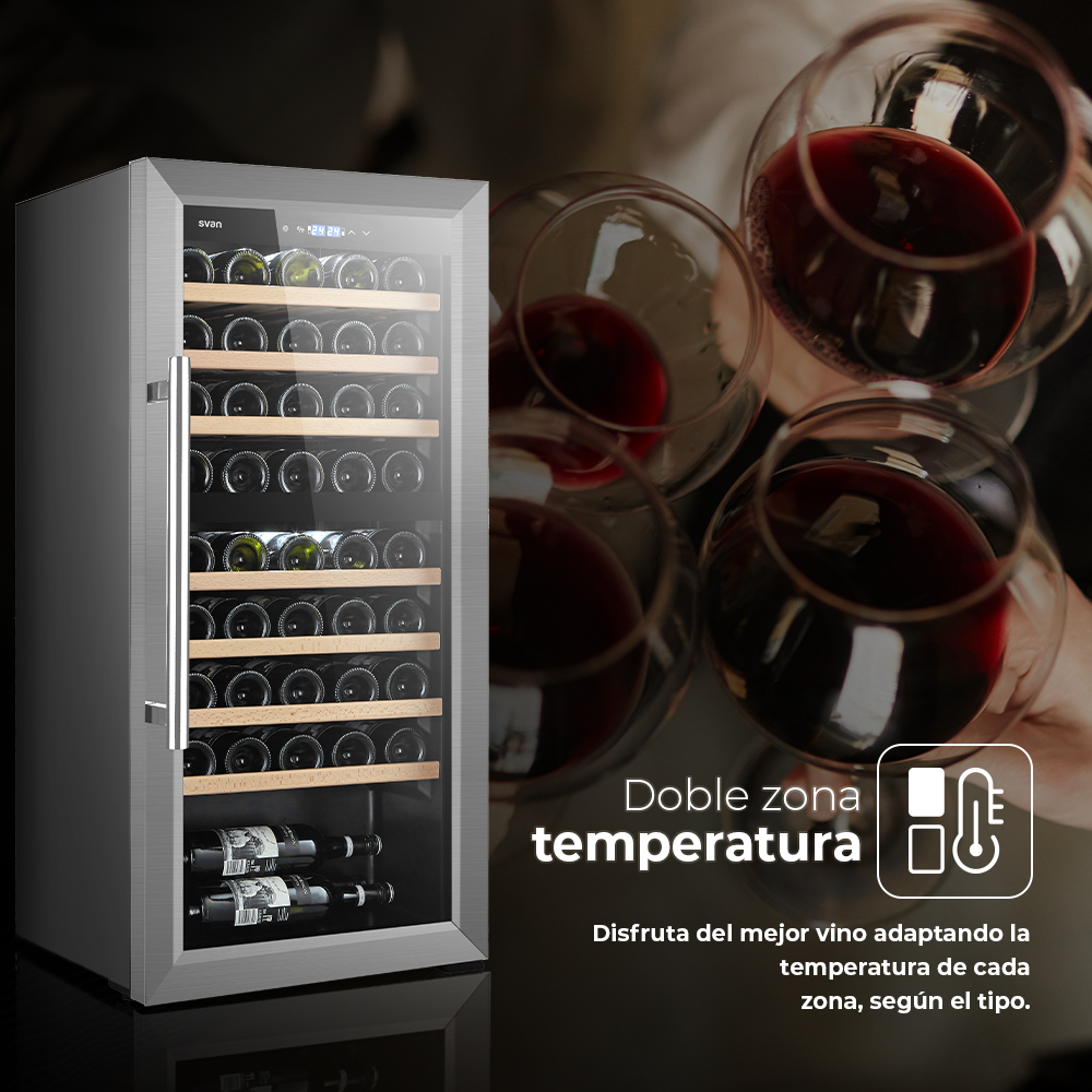 Vinoteca Svan Cíclico 127L 45Bot G 110,5cm 51cm 48,2cm Negro Display táctil Doble Zona 1Puerta - immagine 5