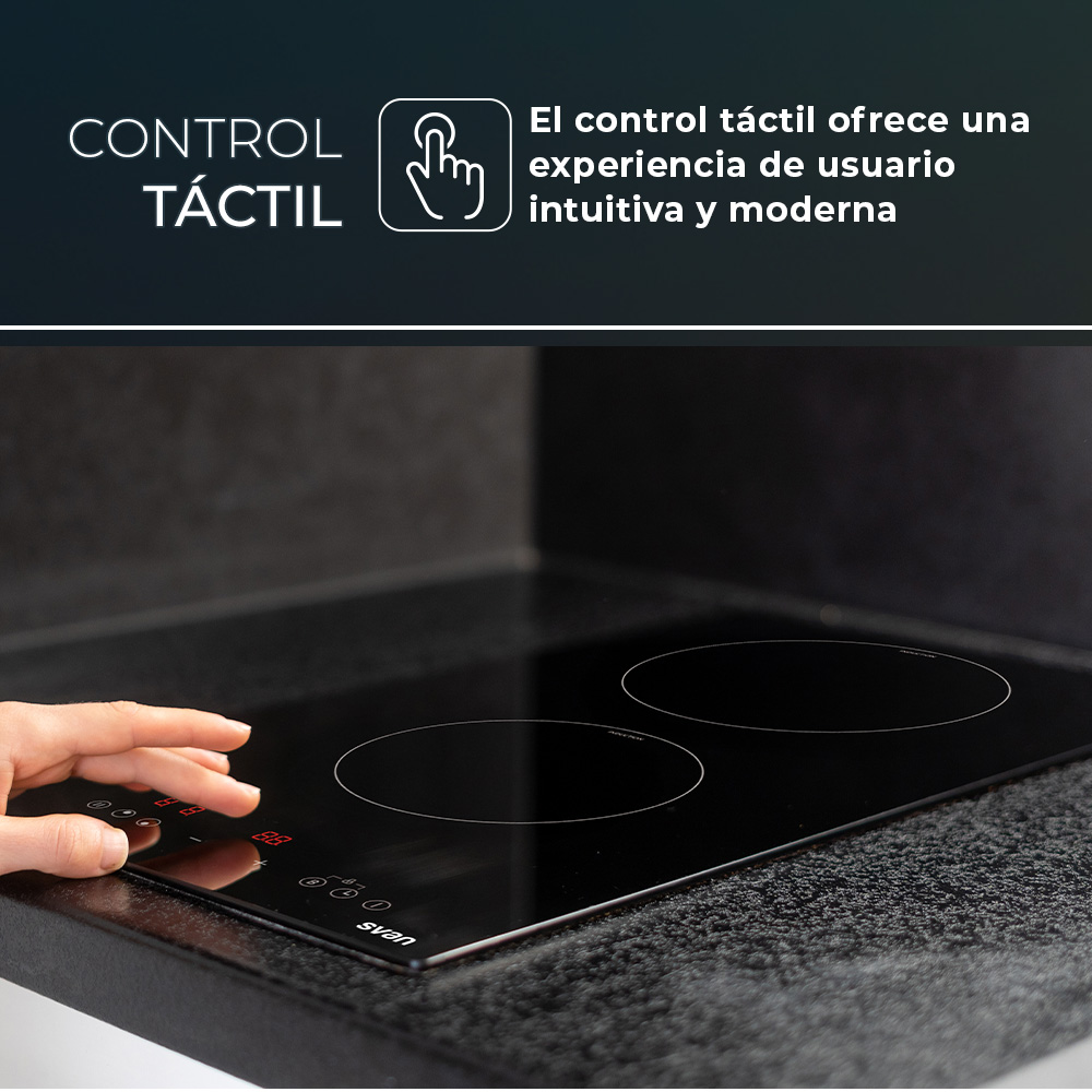 Placa Inducción Svan 3500W 5,9cm 28,8cm 59cm Cristal negro Táctil 2Z Booster - Imagen 6