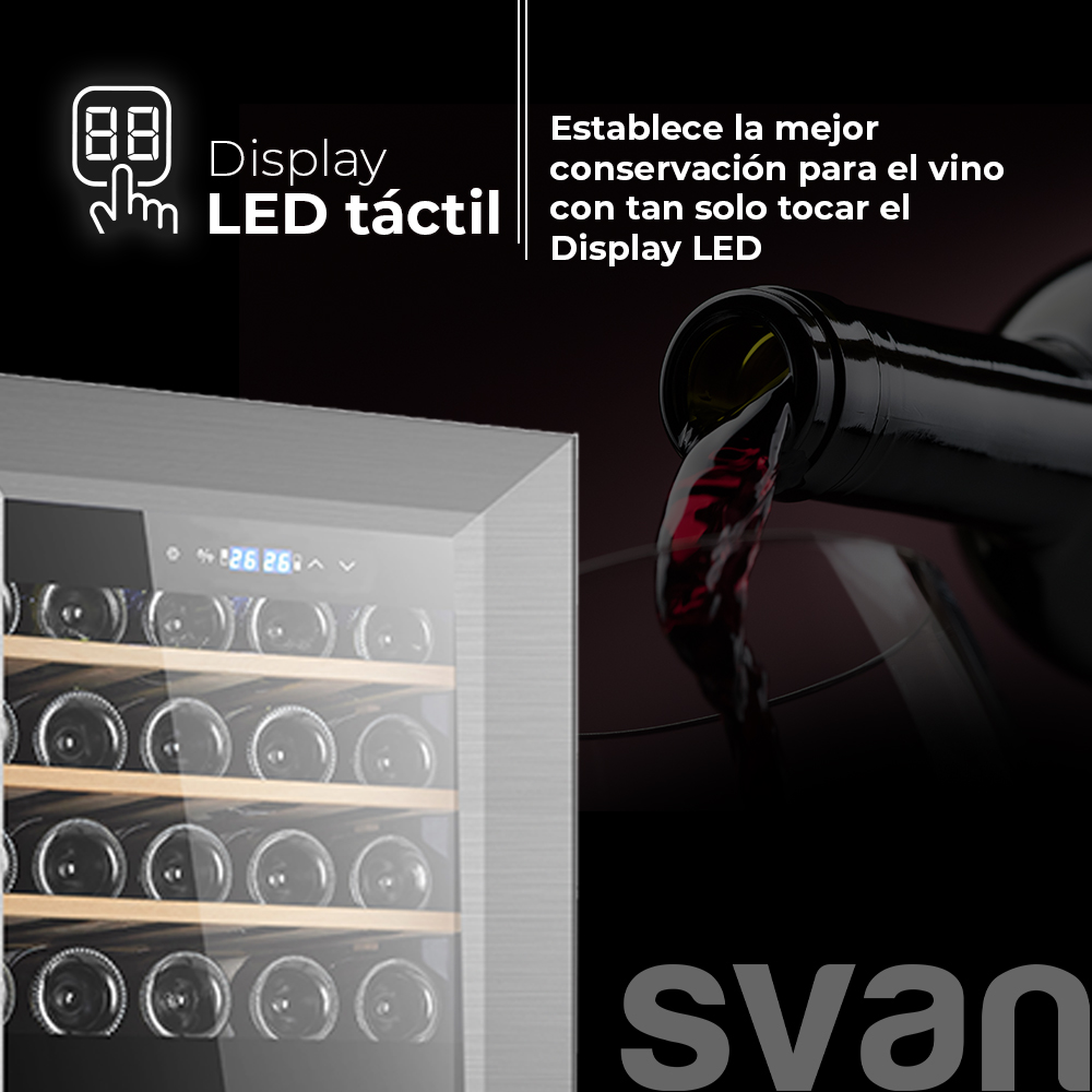Vinoteca Svan Cíclico 127L 45Bot G 110,5cm 51cm 48,2cm Negro Display táctil Doble Zona 1Puerta - immagine 6
