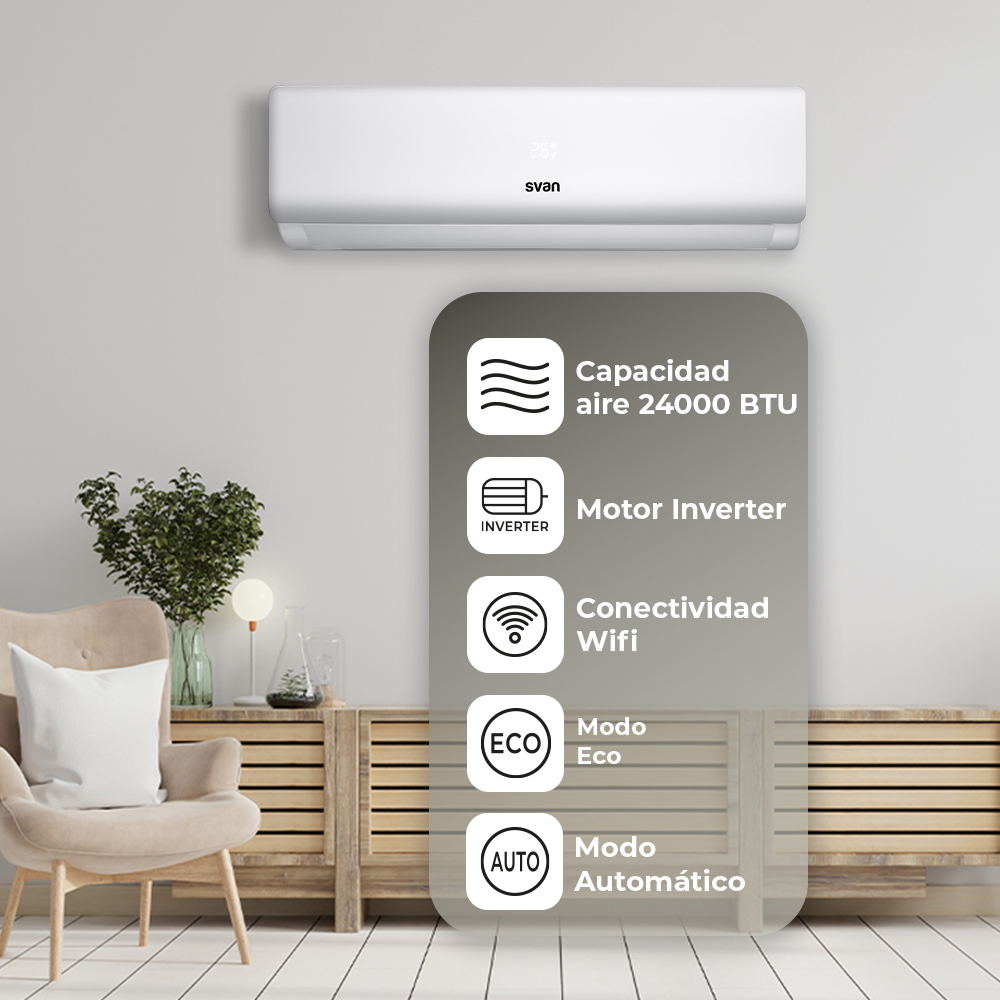AACC Svan Split 24000BTU A++/A+ Blanco Mando Display Inverter R32 Wifi - Imagen 6