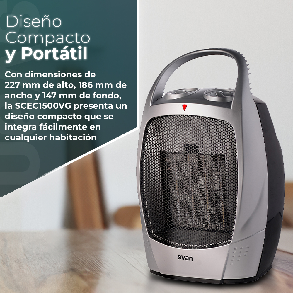 Estufa cerámica Svan 2 Niveles 1500W Gris Manual - Imagen 7