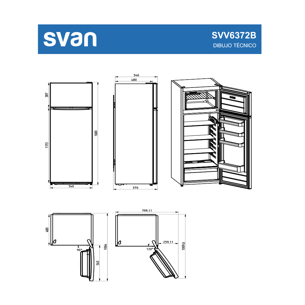 Frigorífico Svan Cíclico E 160cm 54cm 57cm Blanco Manual Puerta 90º – Image 9