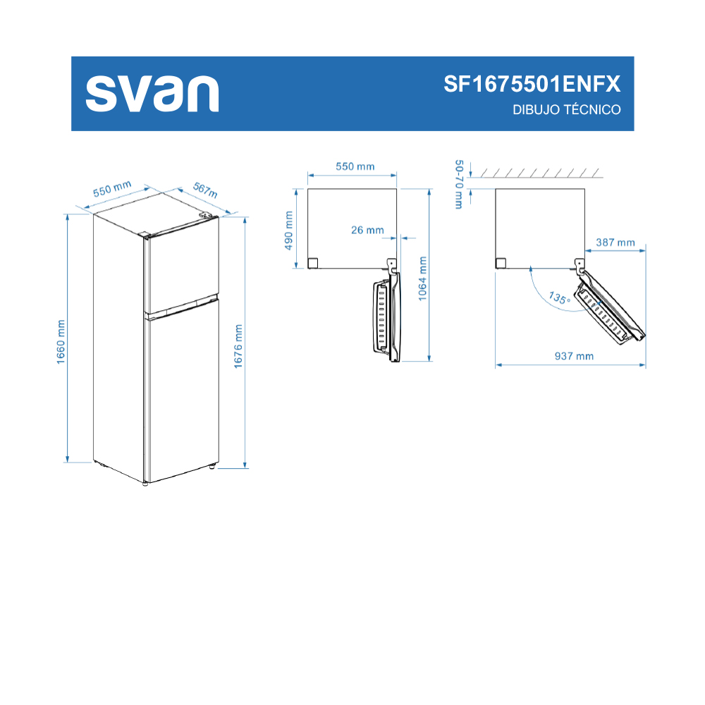 Frigorífico Svan No Frost E 167,6cm 55cm 56,7cm Inox Electrónico Inverter - immagine 8