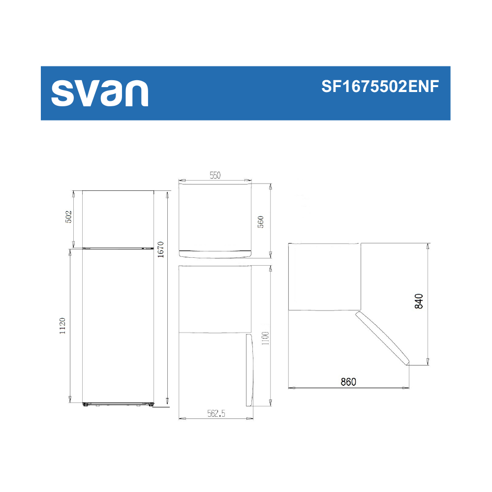 Frigorífico 2 Puertas Svan, No Frost. Clase E. Dimensiones: 167cm 54,5cm 56cm. Color Blanco, Control Manual. Motor Inverter. – Image 8