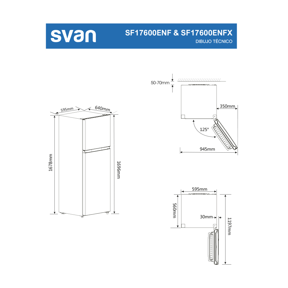 Frigorífico Svan No Frost E 169,6cm 59,5cm 64cm Inox Manual Inverter Cajón Chiller - Imagen 9