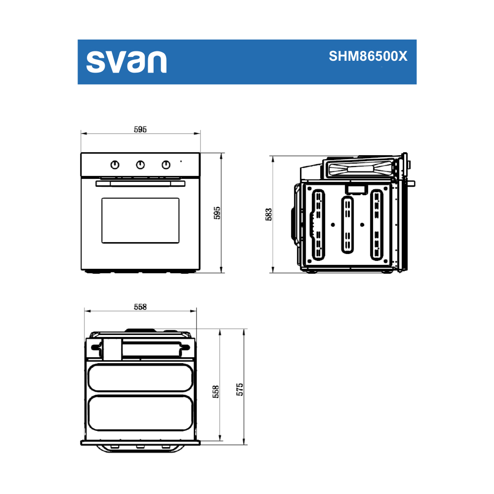 Horno Multifunción Svan 65L A 59,5cm 59,5cm 57,5cm Inox Manual 8P Cavidad Relieve – Image 8
