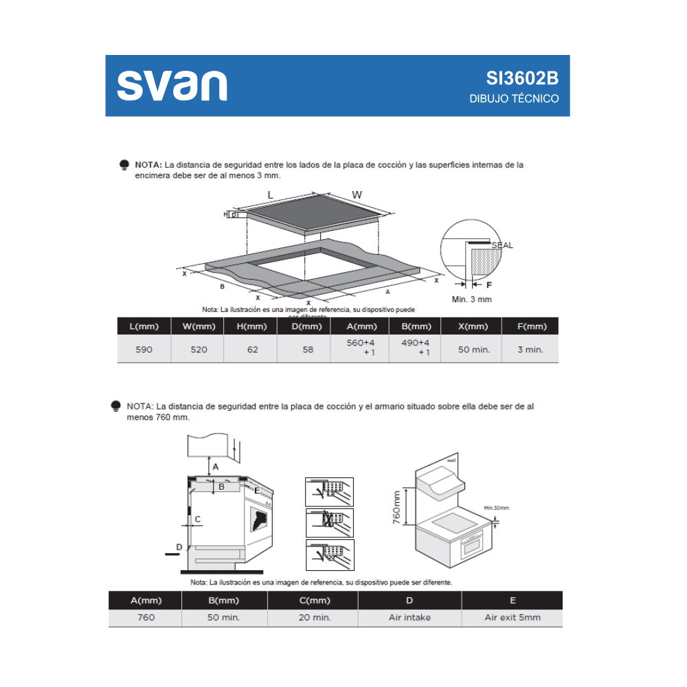 Placa de Inducción Svan 60 cm 3 zonas con Cristal negro Táctil - Imagen 7