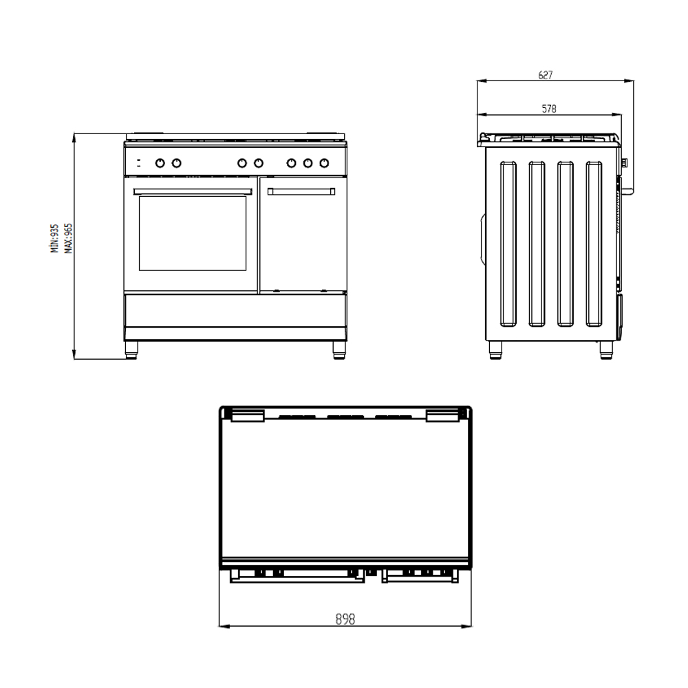 Cocina Svan Gas Butano Dimensiones: 87,6cm 89,7cm 62,7cm. Inox Manual 5Q Wok 59L 2P KitGas T.Cristal PortaBom. Safe Shut - Imagen 7