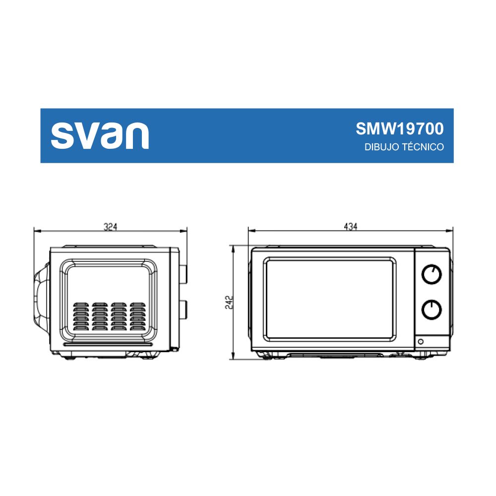 Microondas Svan 19L 700W 24,1cm 43,4cm 32,9cm Blanco Manual - Imagen 7