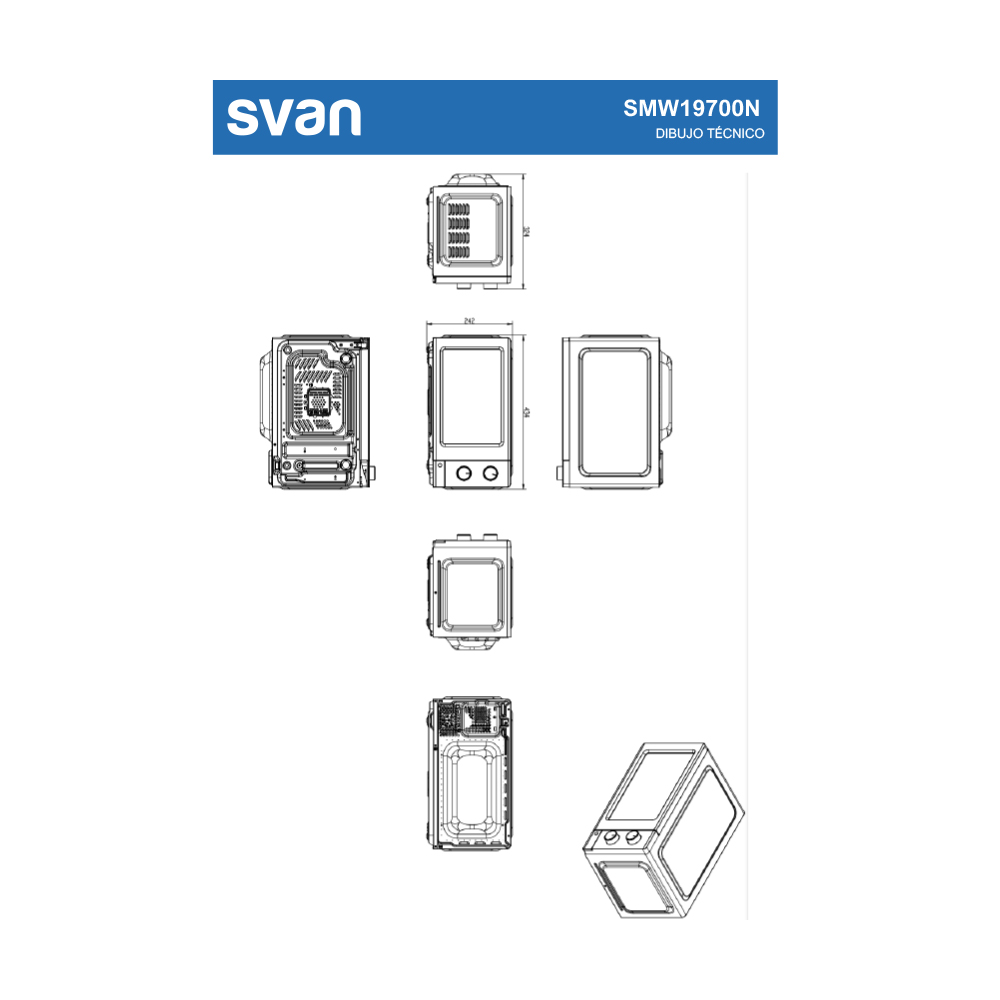Microondas Svan 19L 700W 24,1cm 43,4cm 32,9cm Negro Manual - Imagen 7