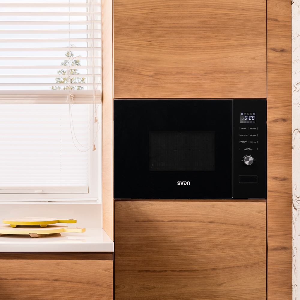 Microondas Grill Svan Integración 20L 800W 38,5cm 59,5cm 31,7cm Cristal negro Display Auto Cooking - Imagen 7