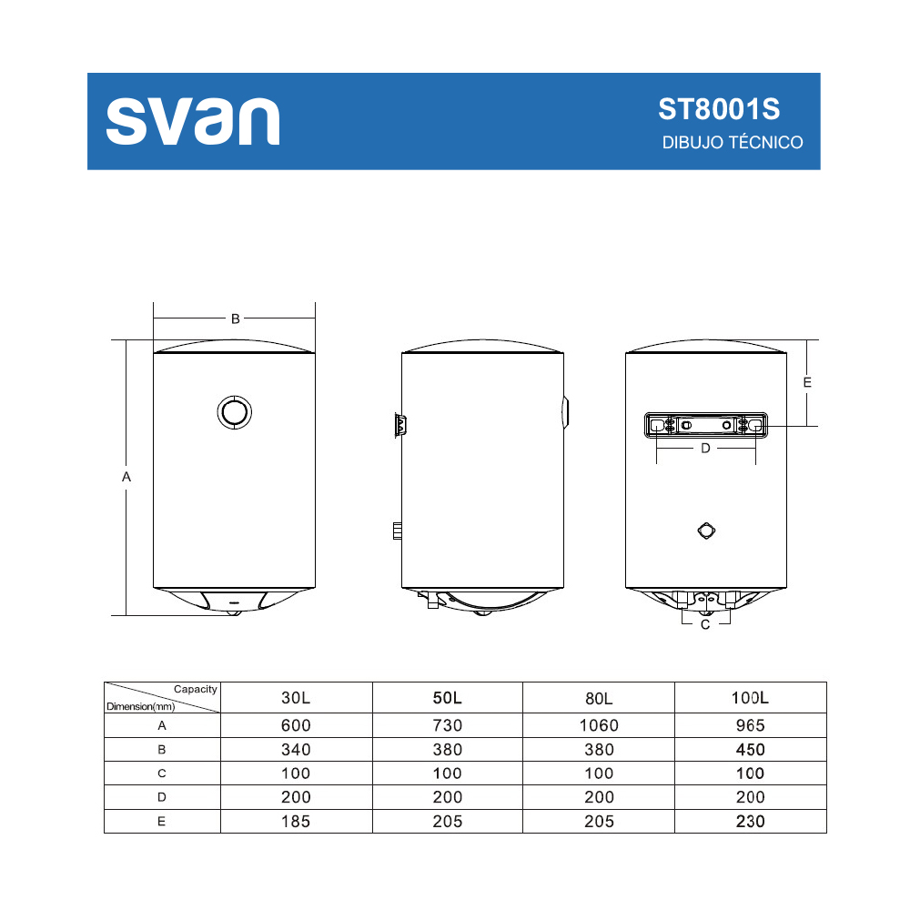 Termo Svan, 80 Lts con anodo de magnesio larga duración, Slim - Imagen 8
