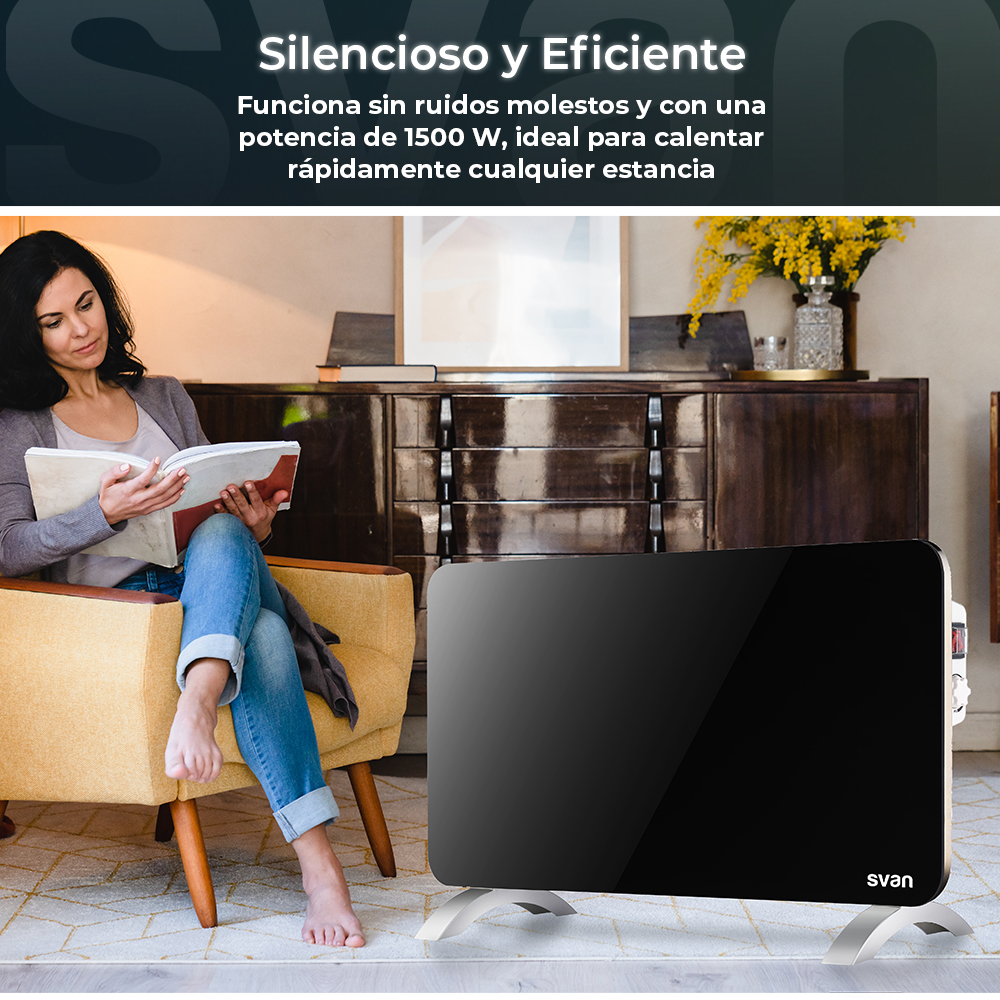 Radiador plano Svan 1 Elemento 2 Niveles 1500W Cristal negro Manual - Imagen 7