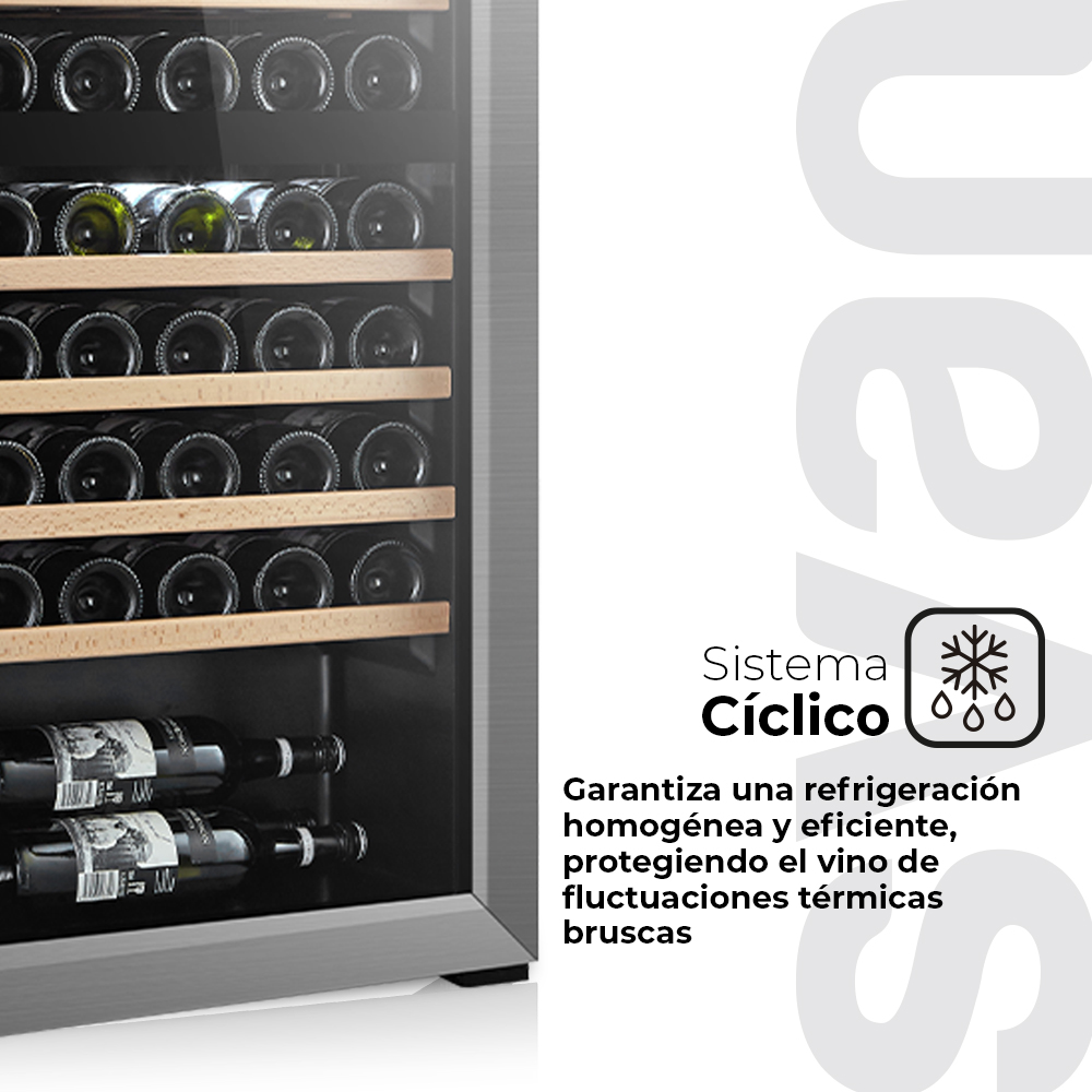 Vinoteca Svan Cíclico 127L 45Bot G 110,5cm 51cm 48,2cm Negro Display táctil Doble Zona 1Puerta - immagine 7