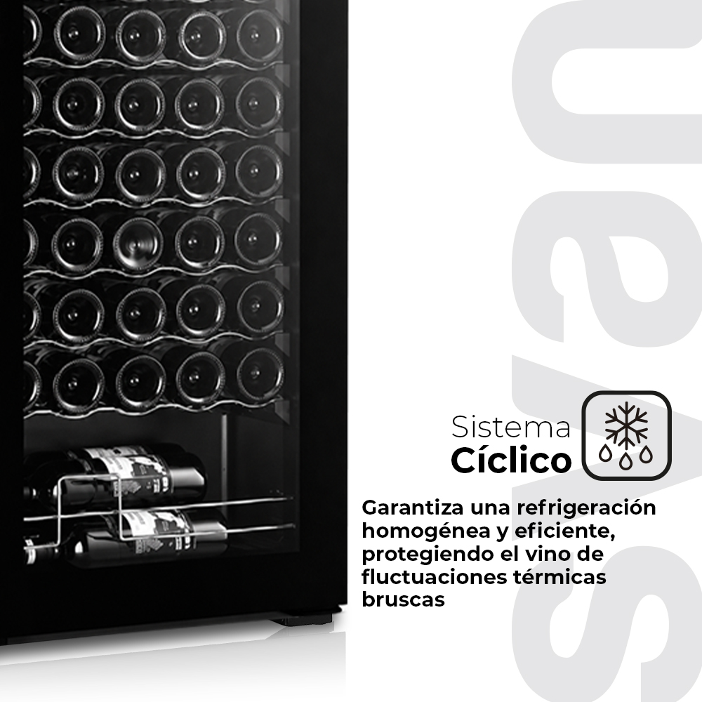 Vinoteca Svan Cíclico 154L 55Bot G 126,2cm 51cm 48cm Negro Display táctil Única Zona 1Puerta - immagine 8