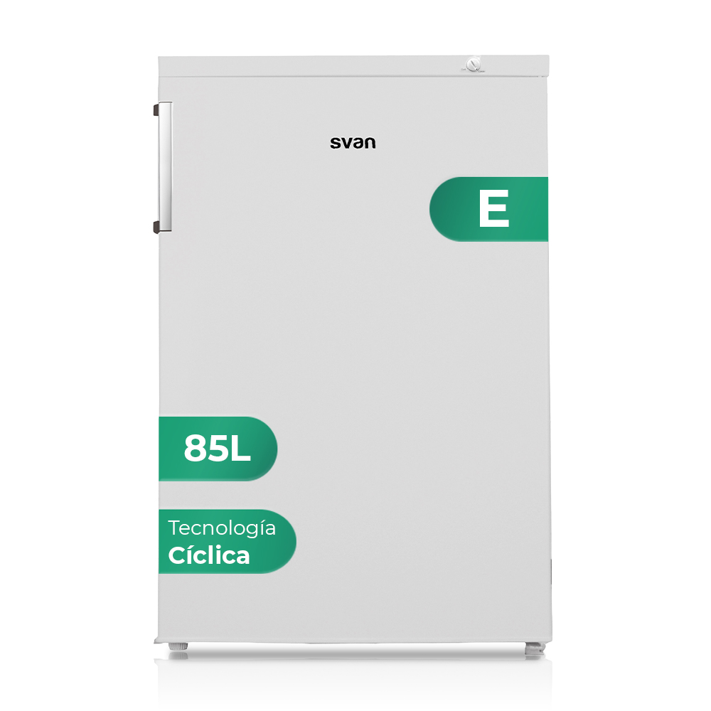 Congélateur vertical Svan Cyclic 85L E 84,5cm 56cm 57,5cm Blanc Manuel