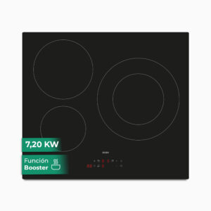 Placa Inducción Svan 7200W 6,2cm 59cm 52cm Cristal negro Táctil 3Z Doble Corona Booster