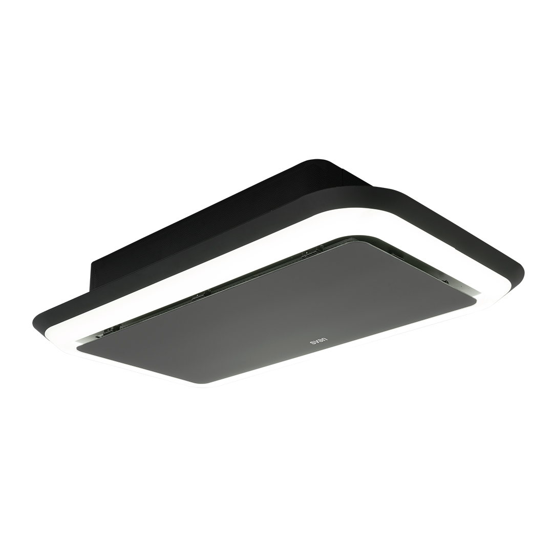 Hotte de plafond Svan D 21,4cm 120cm 70cm Noir Verre Touch Control LED 790m3/h 72dB