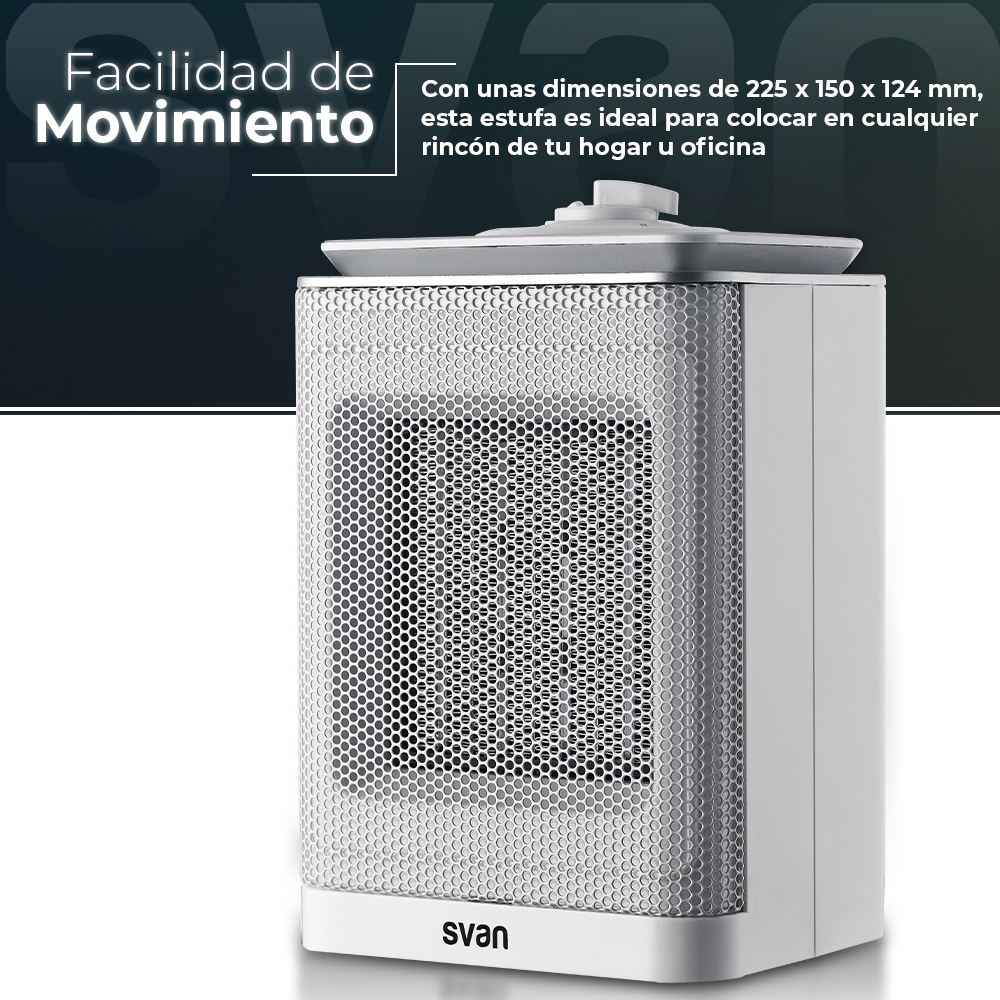 Estufa cerámica Svan 3 Niveles 1500W Blanco Manual Oscilación – Image 2