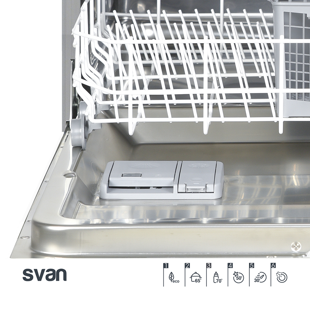 Lavavajillas Svan Integración 12sets E 82cm 59,8cm 55cm Blanco Electrónico 2B 6P Sec.MiniActive - Imagen 2