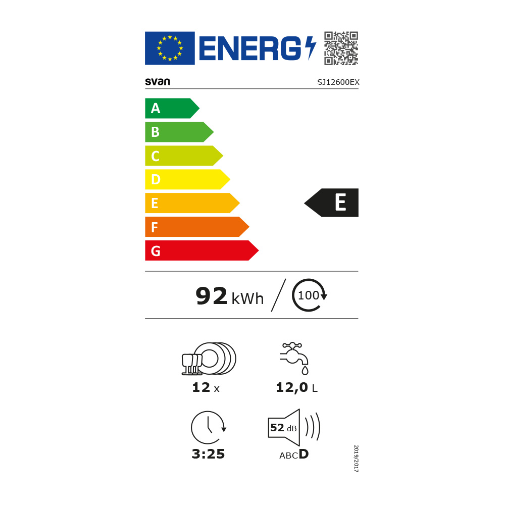 Lavavajillas Svan 12sets E 85cm 59,8cm 59,8cm Inox Electrónico 2B 5P Sec.SuperActive Media Carga – Image 3